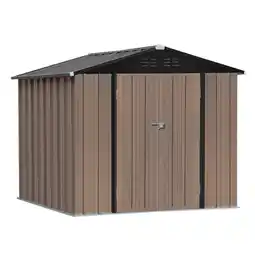 Tesco Living and Home Galvanized Steel Lockable Apex Shed - Brown 228 x 181 x 194cm offer