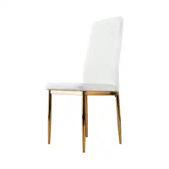 Tesco Furniturebox 6x Milan White Gold Hatched Faux Leather Dining Chairs offer