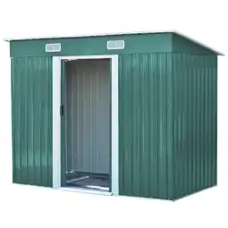 Tesco Living and Home Garden Storage Pent Shed - Green - 238 x 131 x 182cm offer