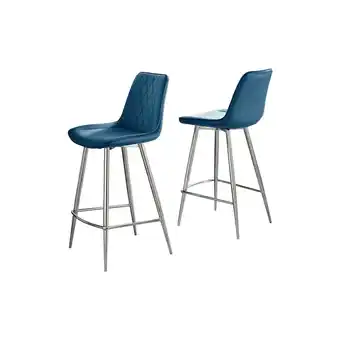 Tesco Furniturebox Pesaro 2x Navy Velvet Silver Legs Bar Chair offer