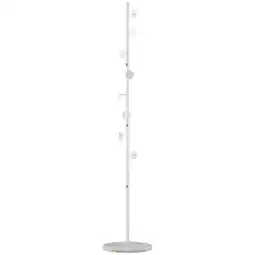 Tesco HOMCOM Steel Coat Stand Rack Marble Base 8 Hook for Entryway,White offer