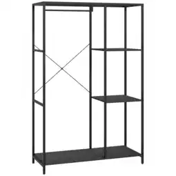 Tesco HOMCOM Coat Rack Stand with Hanging Rail and Storage Shelves Black offer