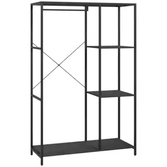 Tesco HOMCOM Coat Rack Stand with Hanging Rail and Storage Shelves Black offer