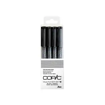 Tesco Copic Multiliner, Black, Set of 4 offer