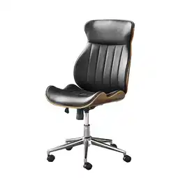 Tesco Furniturebox Parker Black Faux Leather Wood Back Office Chair offer