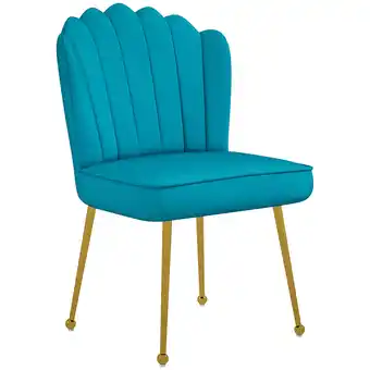 Tesco HOMCOM Velvet-Feel Shell Accent Chair Home Bedroom Metal Legs Blue offer