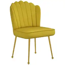 Tesco HOMCOM Velvet-Feel Shell Accent Chair Home Bedroom Metal Legs Yellow offer