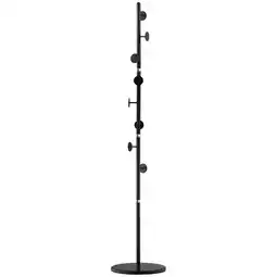 Tesco HOMCOM Steel Coat Stand Rack Marble Base 8 Hook for Entryway,Black offer