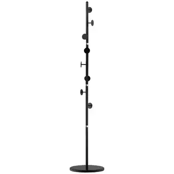 Tesco HOMCOM Steel Coat Stand Rack Marble Base 8 Hook for Entryway,Black offer