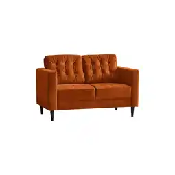 Tesco Furniturebox Jolene 2 Seater Burnt Orange Velvet Sofa offer