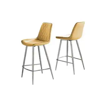 Tesco Furniturebox Pesaro 2x Mustard Velvet Silver Legs Bar Chair offer