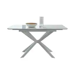 Tesco Furniturebox Lira 120cm Rectangular Extending White High Gloss 4 6 Seat Dining Table offer