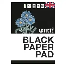 Tesco Artiste Black Paper Pad, Black, A3, 90gsm 40 Sheets offer