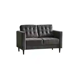 Tesco Furniturebox Jolene 2 Seater Velvet Dark Grey Sofa offer