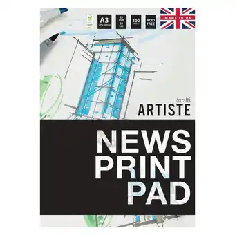 Tesco Artiste Newsprint Pad, Grey, A3, 53gsm 150 Sheets offer