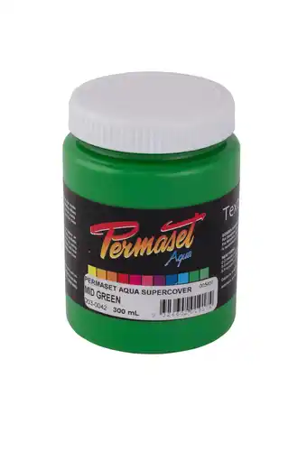 Tesco Permaset Aqua Supercover Ink, Mid Green, 300ml offer