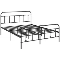 Tesco HOMCOM 5ft Metal King Platform Bed Frame w/ Underbed Storage, Black offer