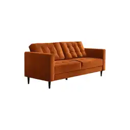 Tesco Furniturebox Jolene 3 Seater Burnt Orange Velvet Sofa offer