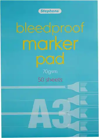 Tesco Stephens Bleedproof Marker Pad 70gsm, 50 Sheets, White, A3 offer