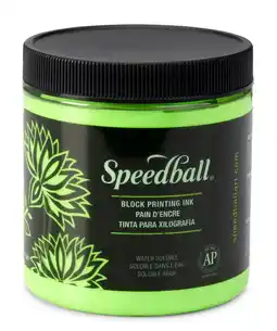 Tesco Speedball Water-Soluble Block Ink, Fluorescent Lime Green, 8oz offer