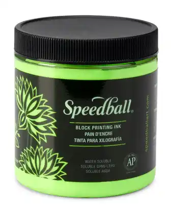 Tesco Speedball Water-Soluble Block Ink, Fluorescent Lime Green, 8oz offer