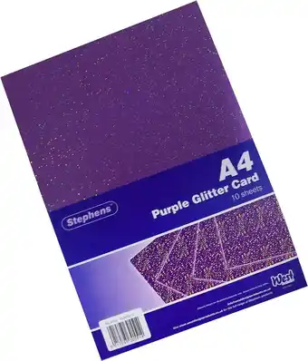 Tesco Stephens Board Glitter Purple 220gsm, 10 Sheets, Purple, A4 offer