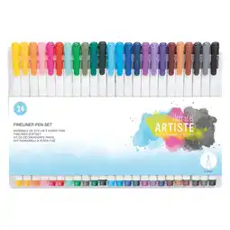 Tesco Artiste Fine Liner Pen, Multicoloured, Pack of 24, Set offer