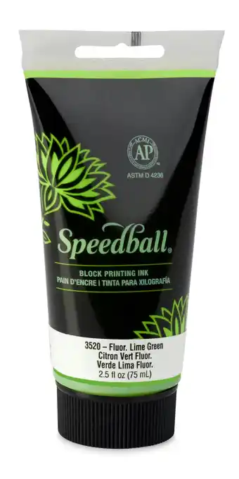 Tesco Speedball Water-Soluble Block Ink, Fluorescent Lime Green, 2.5oz offer