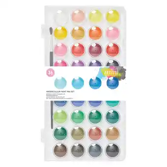 Tesco Artiste Watercolour Paint Pans, Multicoloured, 36 Colours, Set offer