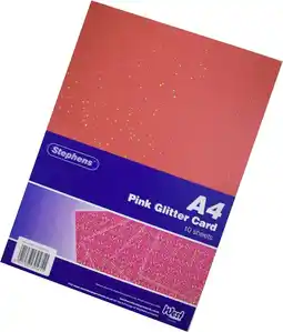 Tesco Stephens Board Glitter Pink 220gsm, 10 Sheets, Pink, A4 offer