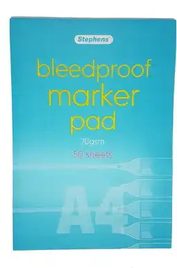 Tesco Stephens Bleedproof Marker Pad 70gsm, 50 Sheets, White, A4 offer