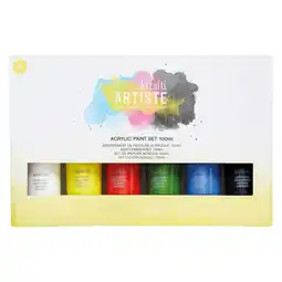 Tesco Artiste Acrylic Paint Set (6 Pack), Multicoloured, 100ml offer