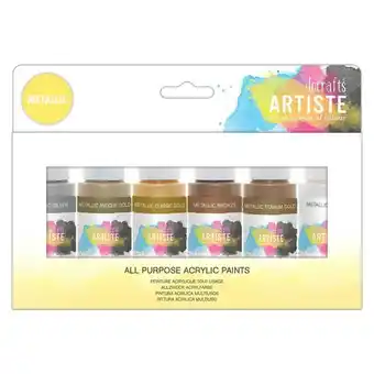 Tesco Artiste Acrylic Pack (6 Pack), Metallic, 2Oz offer