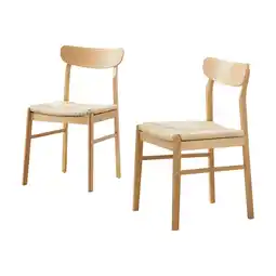 Tesco Furniturebox Bonnie 2x Oak and Veneer Wooden Rope Dining Chairs offer