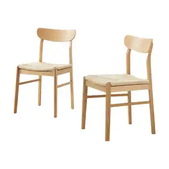 Tesco Furniturebox Bonnie 2x Oak and Veneer Wooden Rope Dining Chairs offer