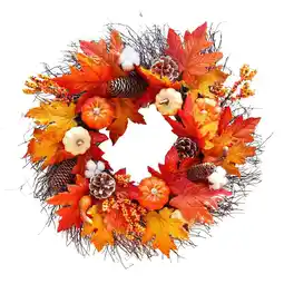 Tesco Living and Home Autumnal Halloween Door Decorative Wreath Maple Pumpkin offer