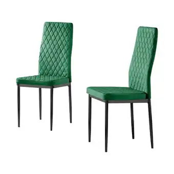 Tesco Furniturebox 6x Milan Dining Chair Green Velvet Black Legs offer