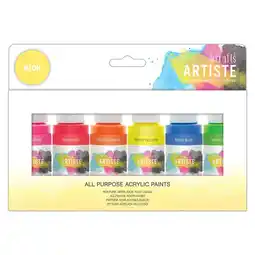 Tesco Artiste Acrylic Pack (6 Pack), Neon, 2Oz offer