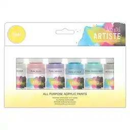 Tesco Artiste Acrylic Pack (6 Pack), Pearlescent, 2Oz offer