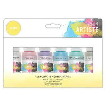 Tesco Artiste Acrylic Pack (6 Pack), Pearlescent, 2Oz offer