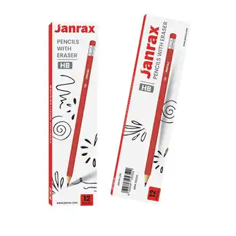 Tesco Pack of 12 Janrax HB Pencils with Erasers offer