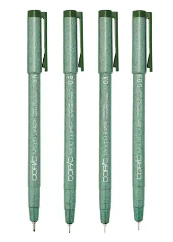 Tesco Copic Multiliner, Olive, Set of 4 offer