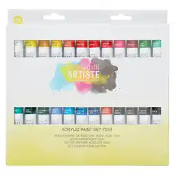 Tesco Artiste Acrylic Paint Set (24 Pack), Multicoloured, 12ml offer