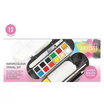 Tesco Artiste Watercolour Travel Kit, Multicoloured, 12 Colours, With Accessories offer