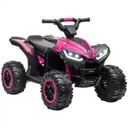 Tesco HOMCOM 12V Electric Quad Bikes for Kids Ride On Car ATV Toy for 3-5 Years Pink offer