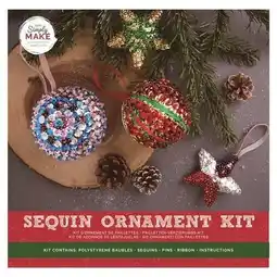 Tesco Simply Make Sequin Ornament (4 Pack), Multicoloured, Single Craft Kit offer