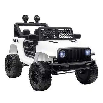 Tesco HOMCOM 12V Kids Electric Ride On Car Truck Off-road Toy W/ Remote Control White offer