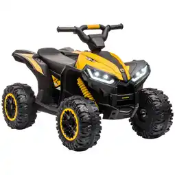 Tesco HOMCOM 12V Electric Quad Bikes for Kids Ride On Car ATV Toy for 3+ Years Yellow offer