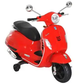 Tesco HOMCOM Kids Ride On Licensed Vespa Motorcycle 6V Boys Girls MP3 Music LED Lights offer