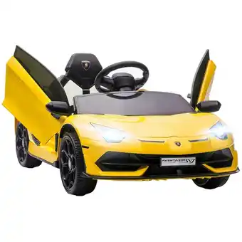 Tesco HOMCOM Lamborghini Aventador Licensed 12V Kids Electric Ride On Car - Yellow offer